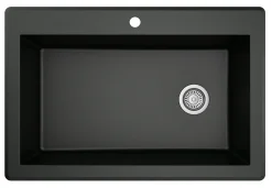 Karran 33" Drop In/Topmount Quartz Composite Kitchen Sink, Black, QT-670-BL