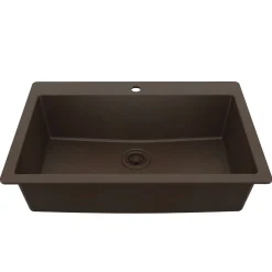 Karran 33" Drop In/Topmount Quartz Composite Kitchen Sink, Brown, QT-812-BR