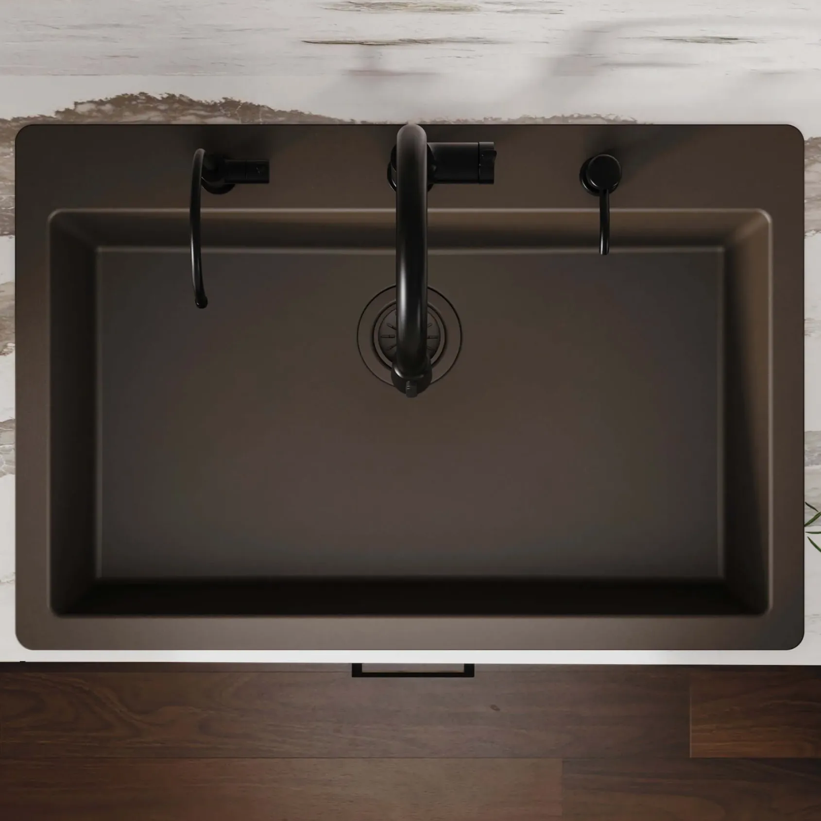 Karran 33" Drop In/Topmount Quartz Composite Kitchen Sink, Brown, QT-812-BR