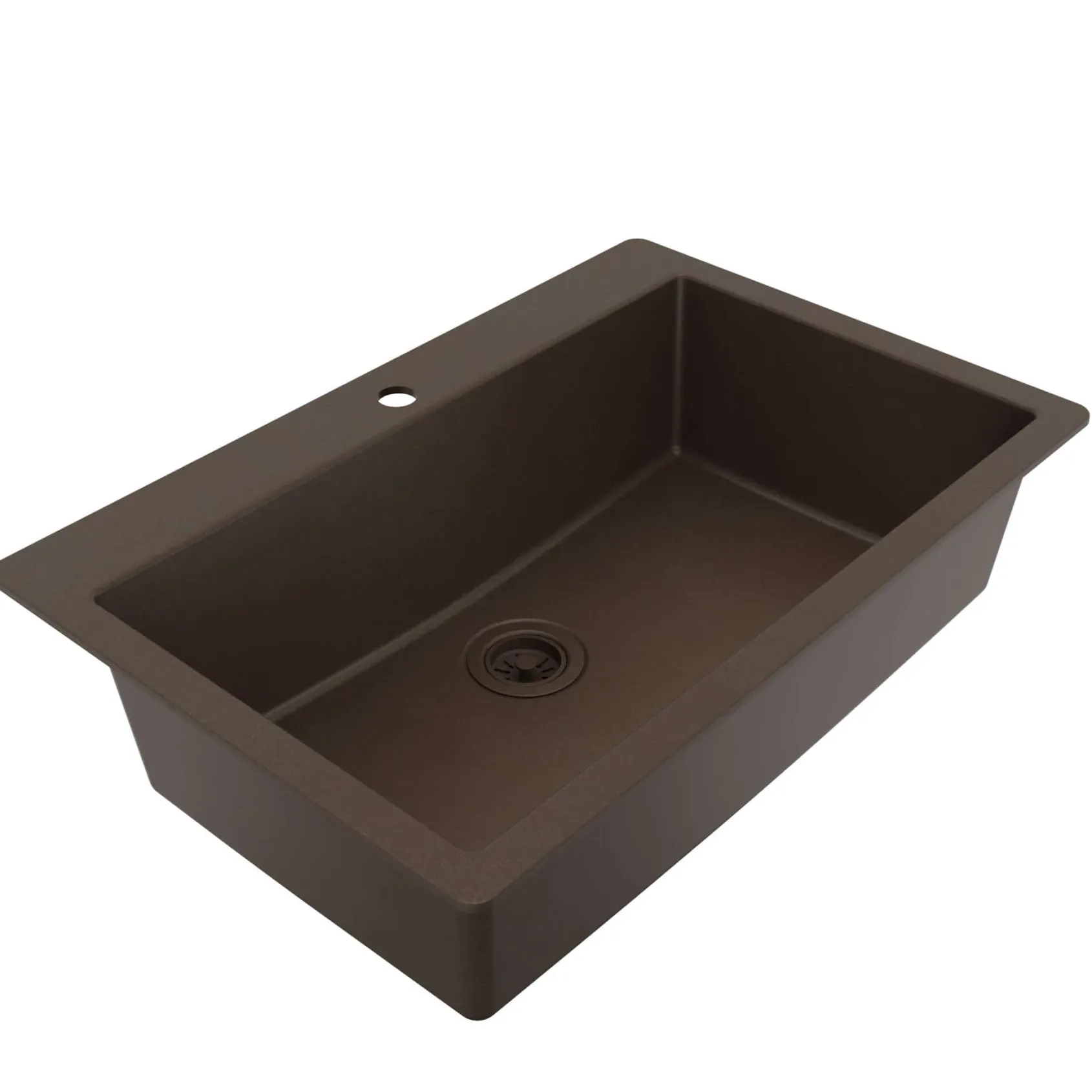 Karran 33" Drop In/Topmount Quartz Composite Kitchen Sink, Brown, QT-812-BR