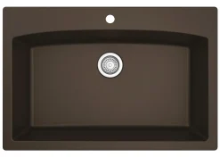 Karran 33" Drop In/Topmount Quartz Composite Kitchen Sink, Brown, QT-712-BR