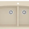 Karran 33" Drop In/Topmount Quartz Composite Kitchen Sink, 60/40 Double Bowl, Bisque, QT-711-BI
