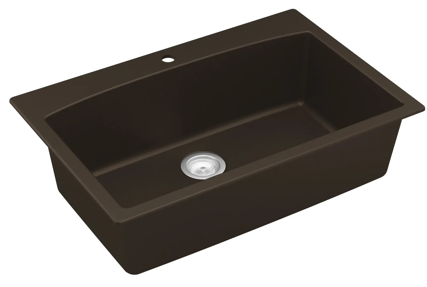 Karran 33" Drop In/Topmount Quartz Composite Kitchen Sink, Brown, QT-712-BR-PK1