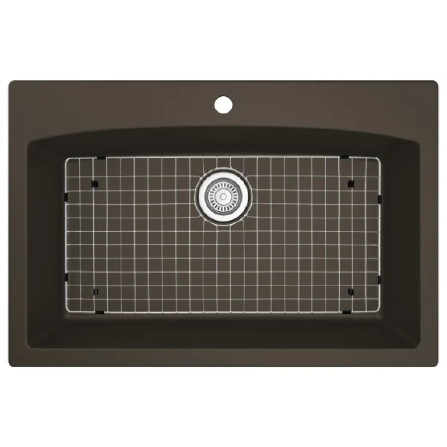 Karran 33" Drop In/Topmount Quartz Composite Kitchen Sink, Brown, QT-712-BR-PK1
