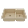 Karran 33" Drop In/Topmount Quartz Composite Kitchen Sink, 60/40 Double Bowl, Bisque, QT-811-BI