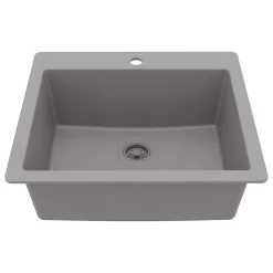 Karran 25" Drop In/Topmount Quartz Composite Kitchen Sink, Grey, QT-820-GR