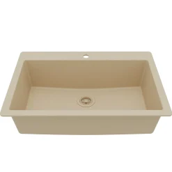 Karran 33" Drop In/Topmount Quartz Composite Kitchen Sink, Bisque, QT-812-BI