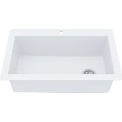 Karran 33" Drop In/Topmount Quartz Composite Kitchen Sink, White, QT-670-WH
