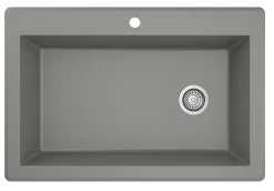 Karran 33" Drop In/Topmount Quartz Composite Kitchen Sink, Grey, QT-670-GR