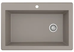 Karran 33" Drop In/Topmount Quartz Composite Kitchen Sink, Concrete, QT-670-CN-PK1