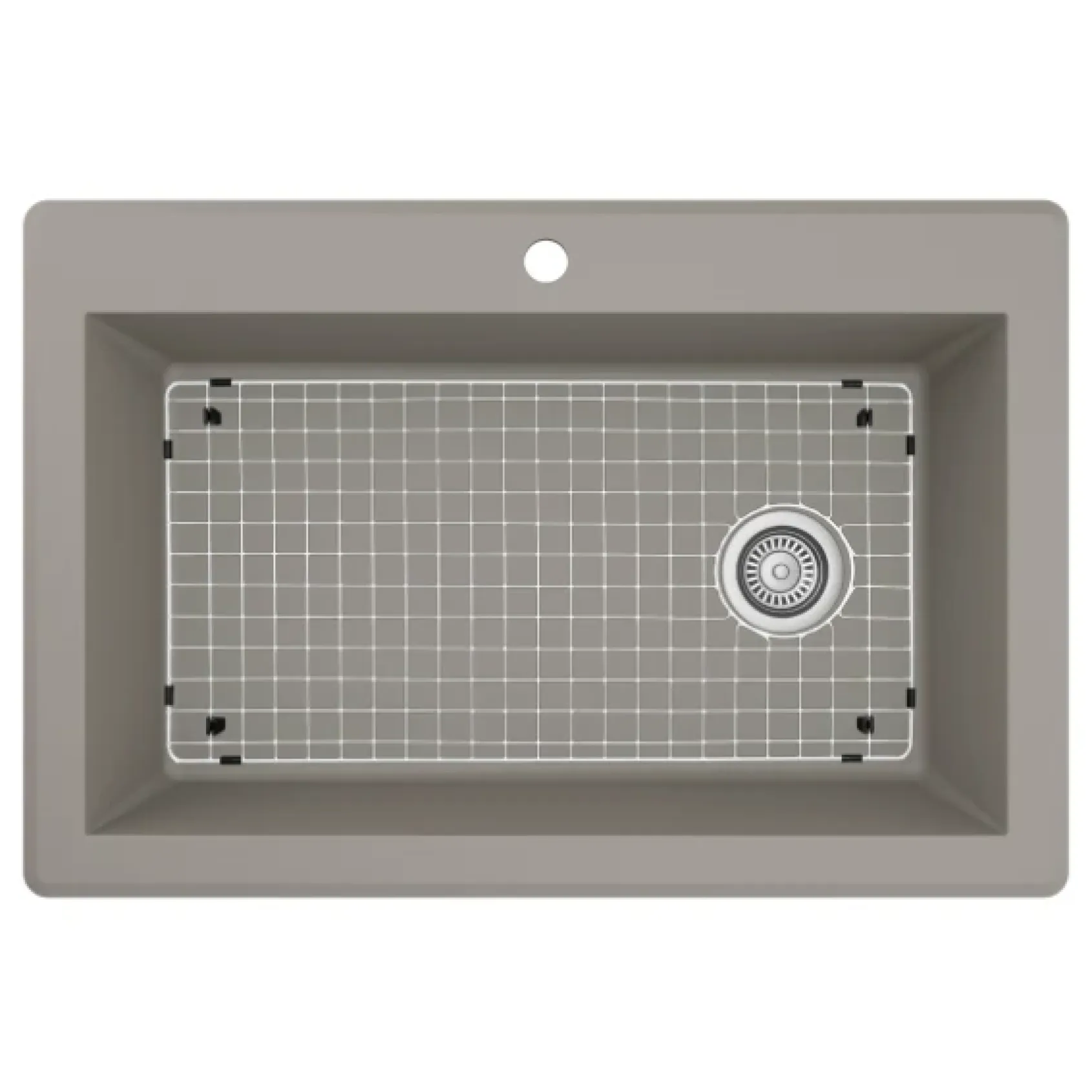 Karran 33" Drop In/Topmount Quartz Composite Kitchen Sink, Concrete, QT-670-CN-PK1