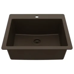 Karran 25" Drop In/Topmount Quartz Composite Kitchen Sink, Brown, QT-820-BR