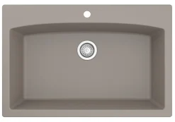 Karran 33" Drop In/Topmount Quartz Composite Kitchen Sink, Concrete, QT-712-CN-PK1