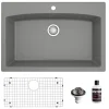 Karran 33" Drop In/Topmount Quartz Composite Kitchen Sink, Grey, QT-712-GR-PK1