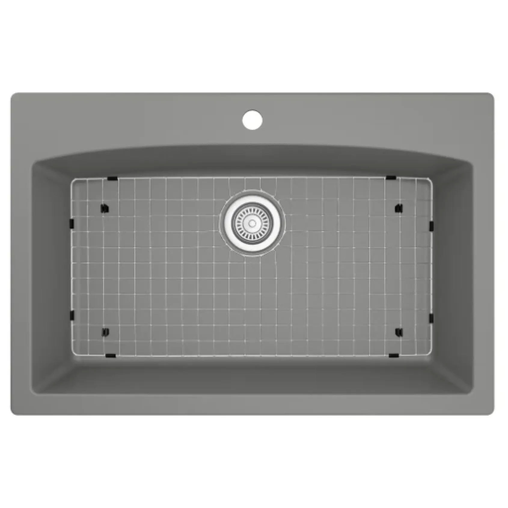 Karran 33" Drop In/Topmount Quartz Composite Kitchen Sink, Grey, QT-712-GR-PK1