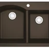 Karran 33" Drop In/Topmount Quartz Composite Kitchen Sink, 60/40 Double Bowl, Brown, QT-610-BR