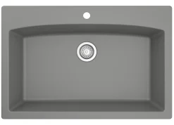 Karran 33" Drop In/Topmount Quartz Composite Kitchen Sink, Grey, QT-712-GR