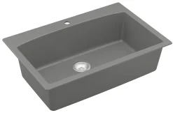 Karran 33" Drop In/Topmount Quartz Composite Kitchen Sink, Grey, QT-712-GR