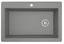 Karran 33" Drop In/Topmount Quartz Composite Kitchen Sink, Grey, QT-670-GR-PK1