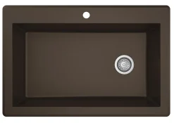 Karran 33" Drop In/Topmount Quartz Composite Kitchen Sink, Brown, QT-670-BR-PK1