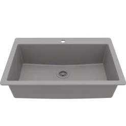 Karran 33" Drop In/Topmount Quartz Composite Kitchen Sink, Grey, QT-812-GR