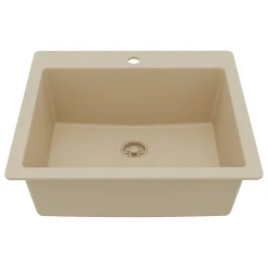 Karran 25" Drop In/Topmount Quartz Composite Kitchen Sink, Bisque, QT-820-BI