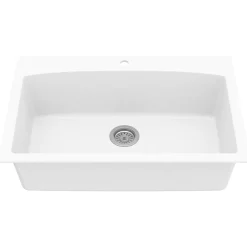 Karran 33" Drop In/Topmount Quartz Composite Kitchen Sink, White, QT-712-WH