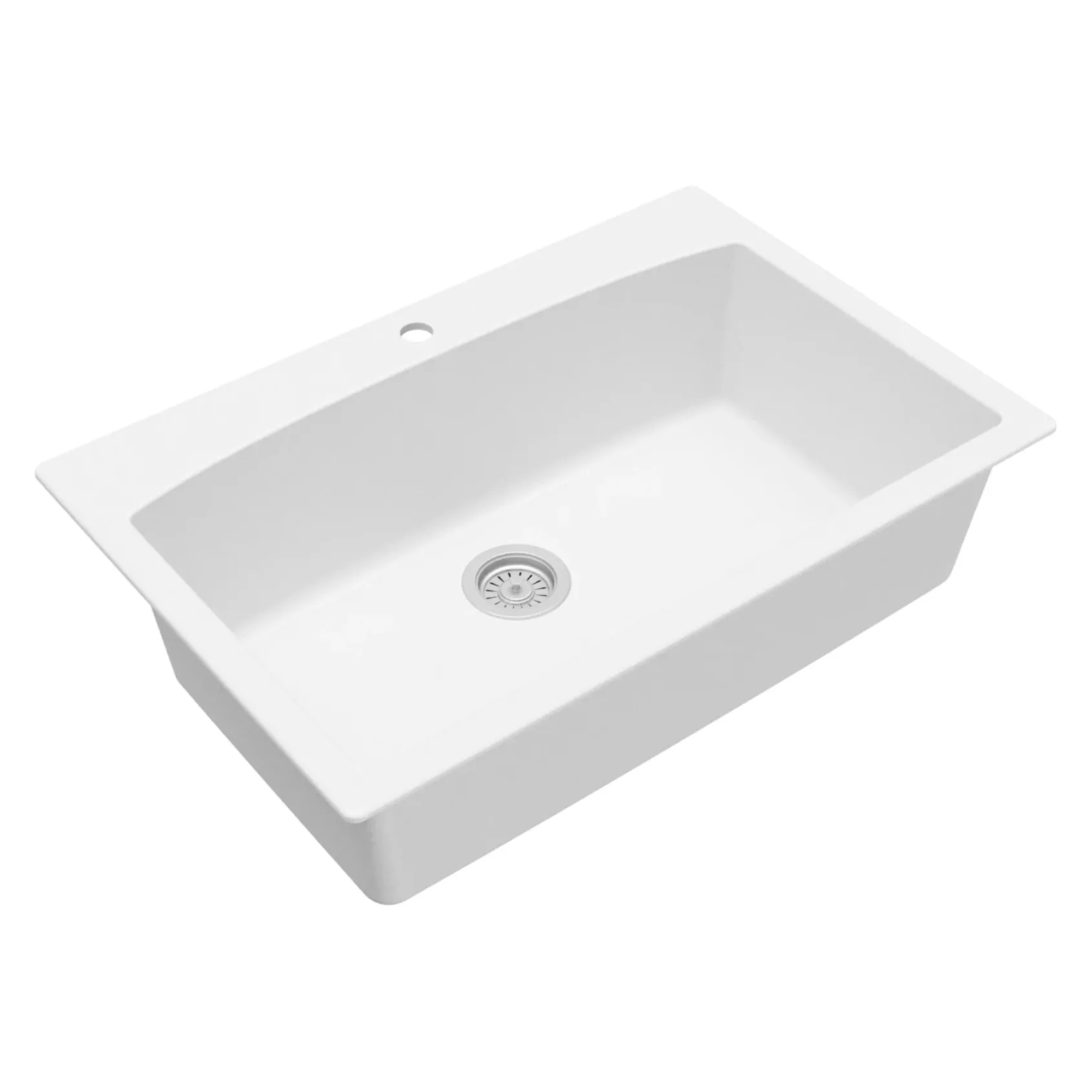 Karran 33" Drop In/Topmount Quartz Composite Kitchen Sink, White, QT-712-WH