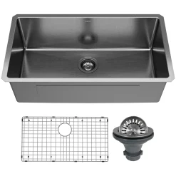 Karran Elite 32" Undermount Stainless Steel Kitchen Sink, Gunmetal Black, EL-79-D1-PK1