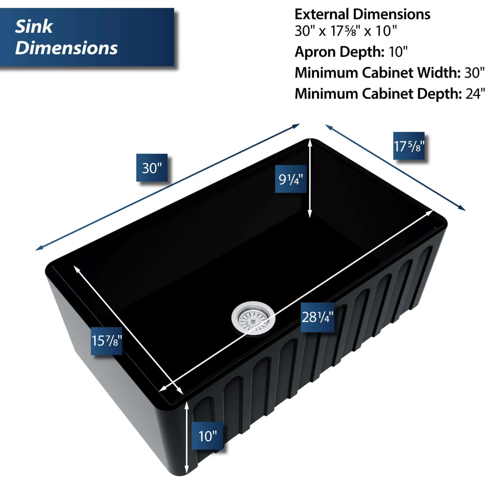 Karran Fireclay 30" Fireclay Workstation Farmhouse Sink with Accessories, Matte Black, FCWSF30SBMB-PK1