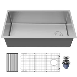 Karran Fusion 33" Undermount Stainless Steel ADA Kitchen Sink with Accessories, 16 Gauge, UUMSB3331-PK1