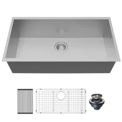 Karran Fusion 33" Undermount Stainless Steel Kitchen Sink with Accessories, 18 Gauge, UUMSB3321-PK1