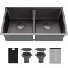 Karran Matrix 32" Undermount Stainless Steel Workstation Kitchen Sink with Accessories, 50/50 Double Bowl, Gunmetal Grey, 16 Gauge, HSU3219DBGG