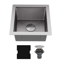Karran Matrix 17" Undermount Stainless Steel Workstation Kitchen Sink with Accessories, 16 Gauge, HSU1717SBSS