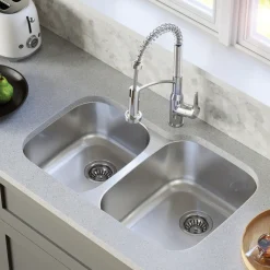 Karran Profile 32" Undermount Stainless Steel Kitchen Sink with Accessories, 40/60 Double Bowl, 16 Gauge, PU53L-PK1