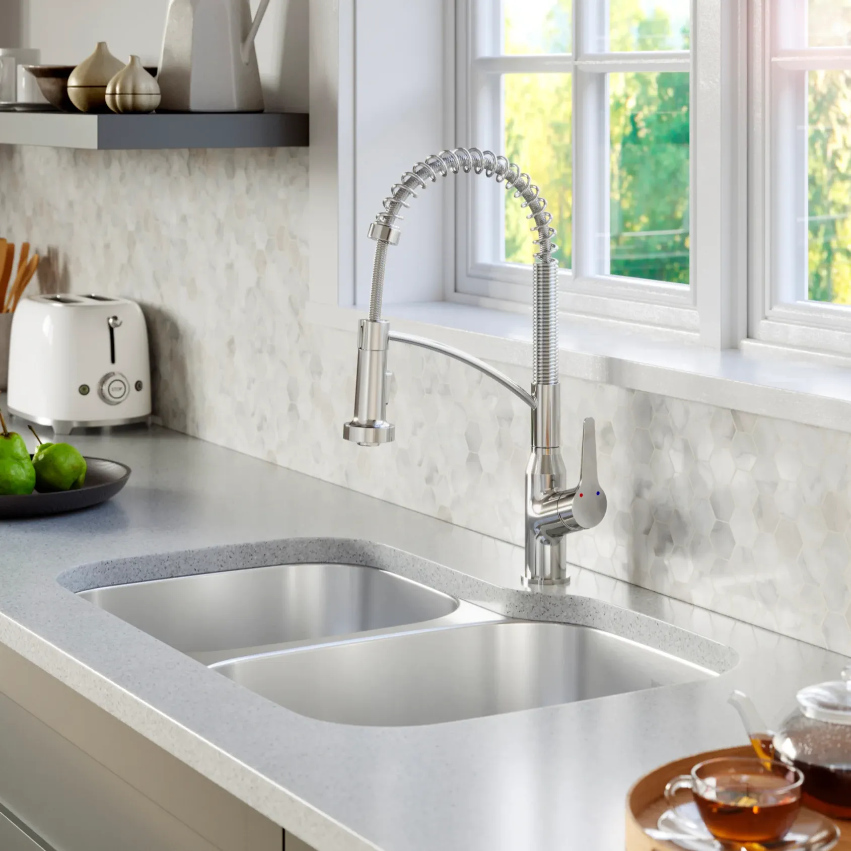 Karran Profile 32" Undermount Stainless Steel Kitchen Sink with Accessories, 40/60 Double Bowl, 16 Gauge, PU53L-PK1