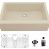 Karran 34" Quartz Composite Farmhouse Sink, Bisque, QA-740-BI-PK1