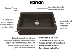 Karran 34" Quartz Composite Farmhouse Sink, Brown, QA-740-BR