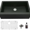 Karran 34" Quartz Composite Farmhouse Sink, Black, QA-740-BL-PK1