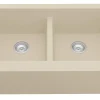 Karran 34" Quartz Composite Farmhouse Sink, 50/50 Double Bowl, Bisque, QA-750-BI