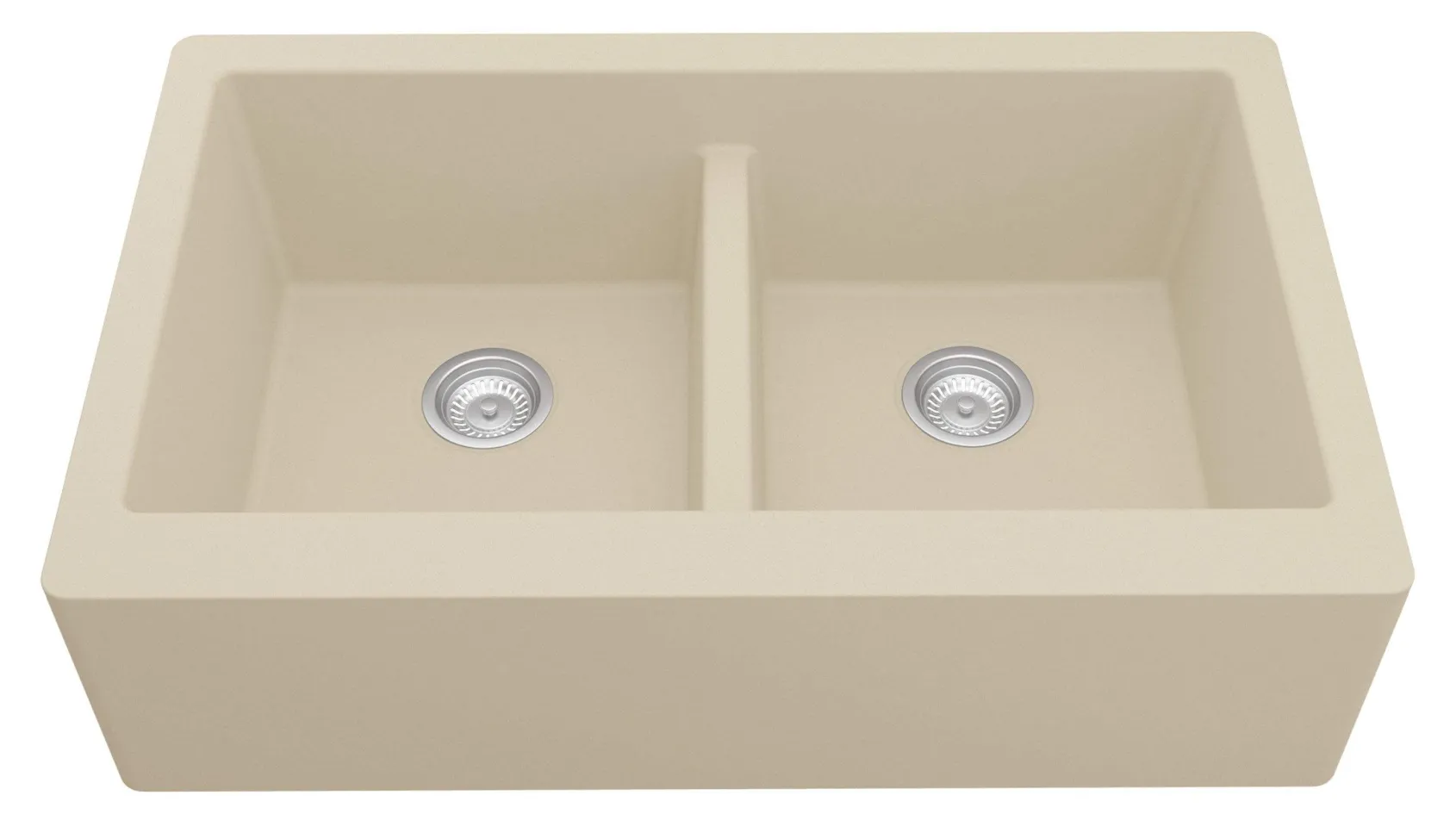 Karran 34" Quartz Composite Farmhouse Sink, 50/50 Double Bowl, Bisque, QA-750-BI