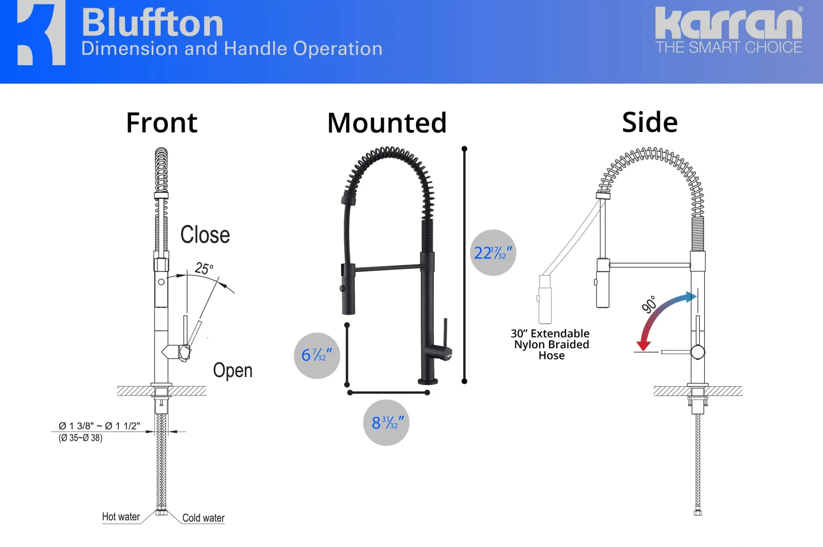 Karran 34" Quartz Composite Farmhouse Sink with Matte Black Faucet and Accessories, 50/50 Double Bowl, White, QA750WH220MB