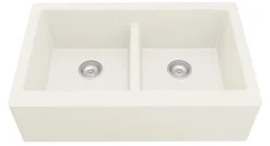 Karran 34" Quartz Composite Farmhouse Sink, 50/50 Double Bowl, White, QA-750-WH