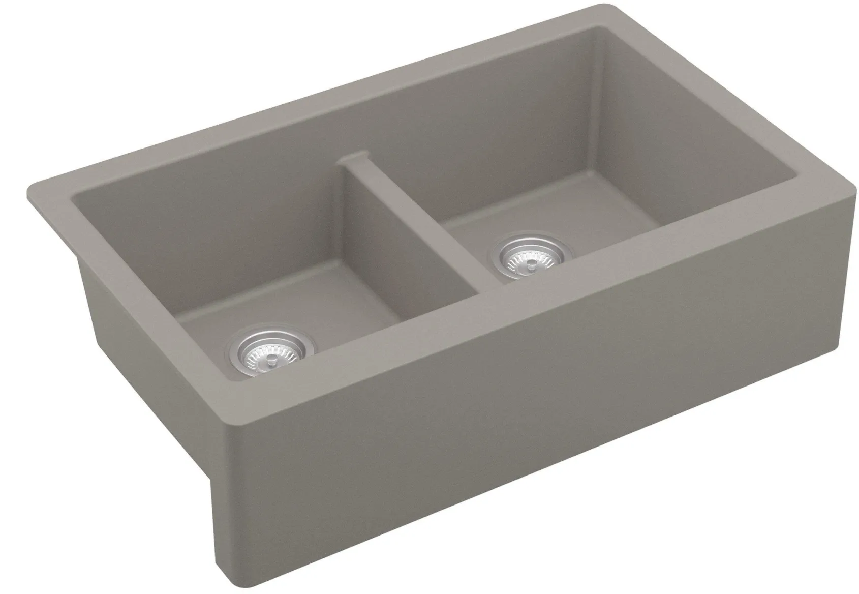 Karran 34" Quartz Composite Farmhouse Sink, 50/50 Double Bowl, Concrete, QA-750-CN