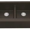 Karran 34" Quartz Composite Farmhouse Sink, 50/50 Double Bowl, Brown, QA-750-BR