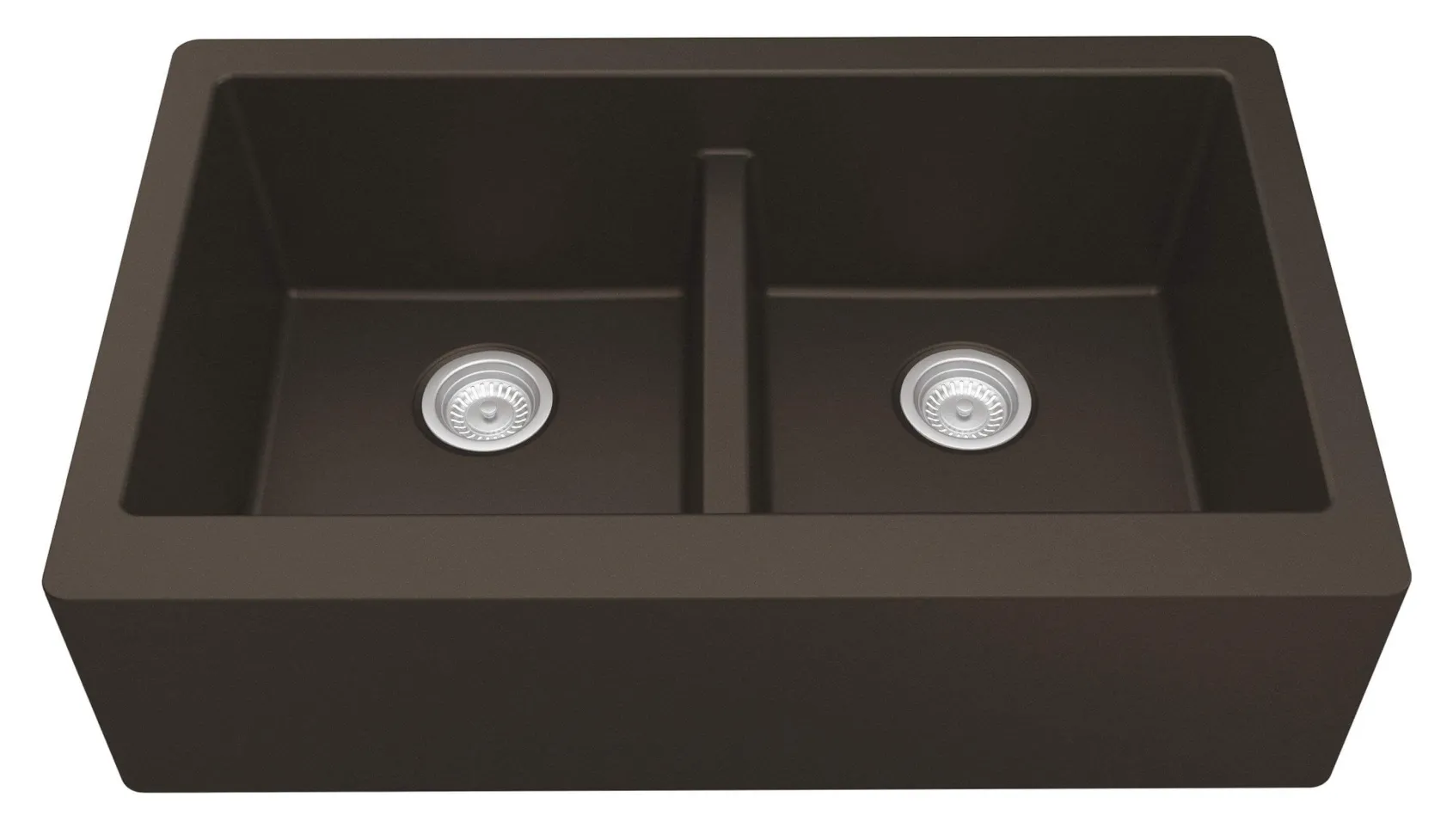 Karran 34" Quartz Composite Farmhouse Sink, 50/50 Double Bowl, Brown, QA-750-BR