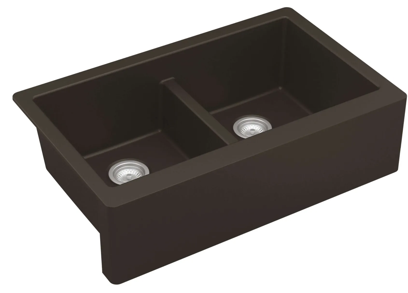 Karran 34" Quartz Composite Farmhouse Sink, 50/50 Double Bowl, Brown, QA-750-BR-PK1
