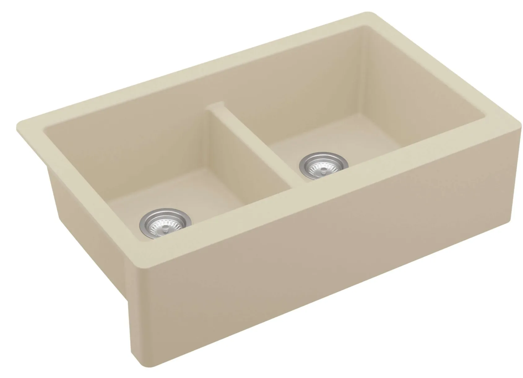 Karran 34" Quartz Composite Farmhouse Sink, 50/50 Double Bowl, Bisque, QA-750-BI-PK1