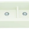 Karran 34" Quartz Composite Farmhouse Sink, 60/40 Double Bowl, White, QA-760-WH