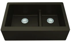 Karran 34" Quartz Composite Farmhouse Sink, 60/40 Double Bowl, Brown, QA-760-BR